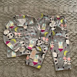 Girls Two Piece Panda Pajamas